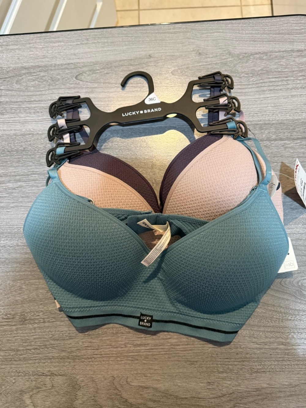 Lucky Brand Teal Bra with Mauve and Plum Accents